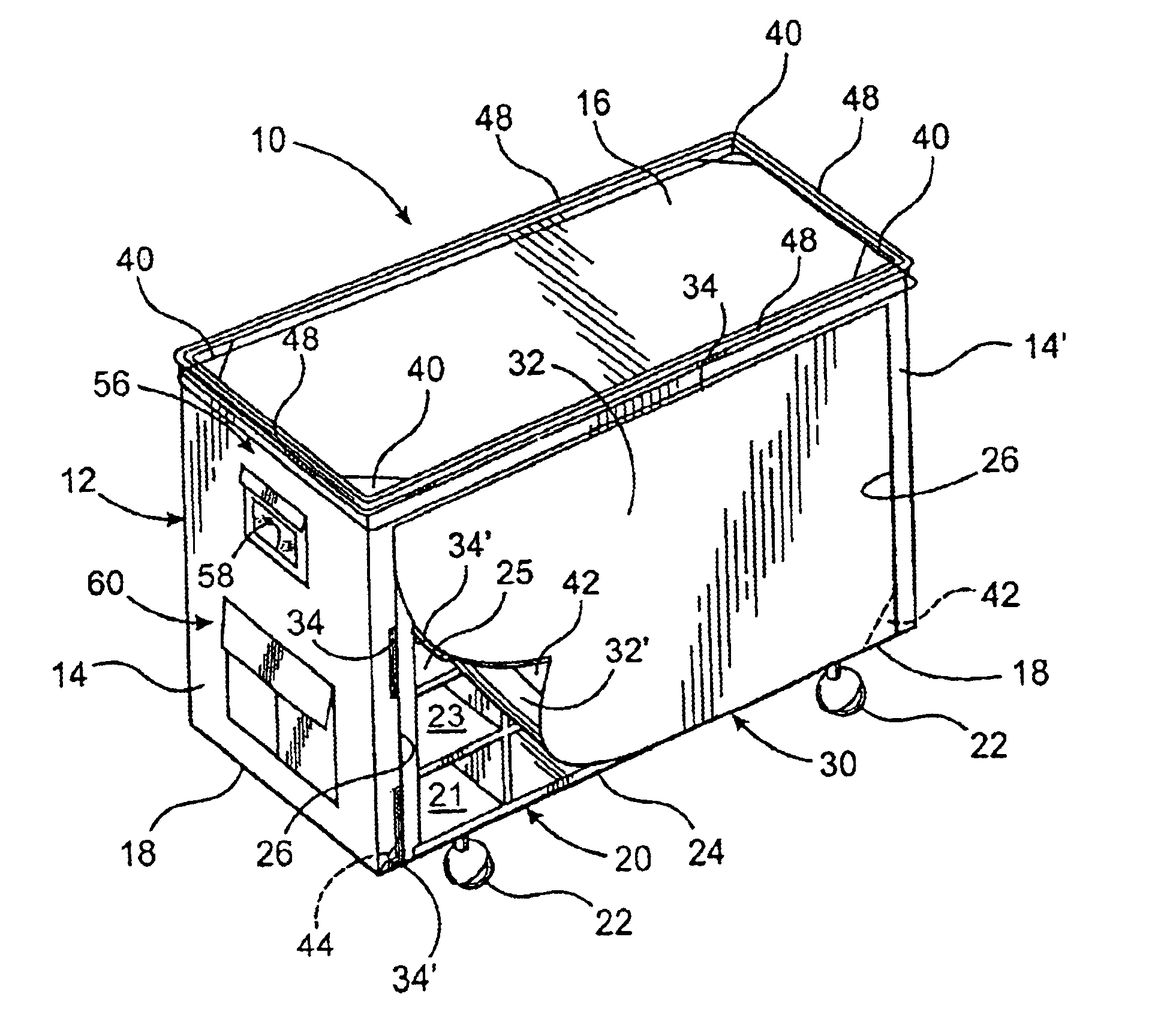 Cover assembly for hospital carts