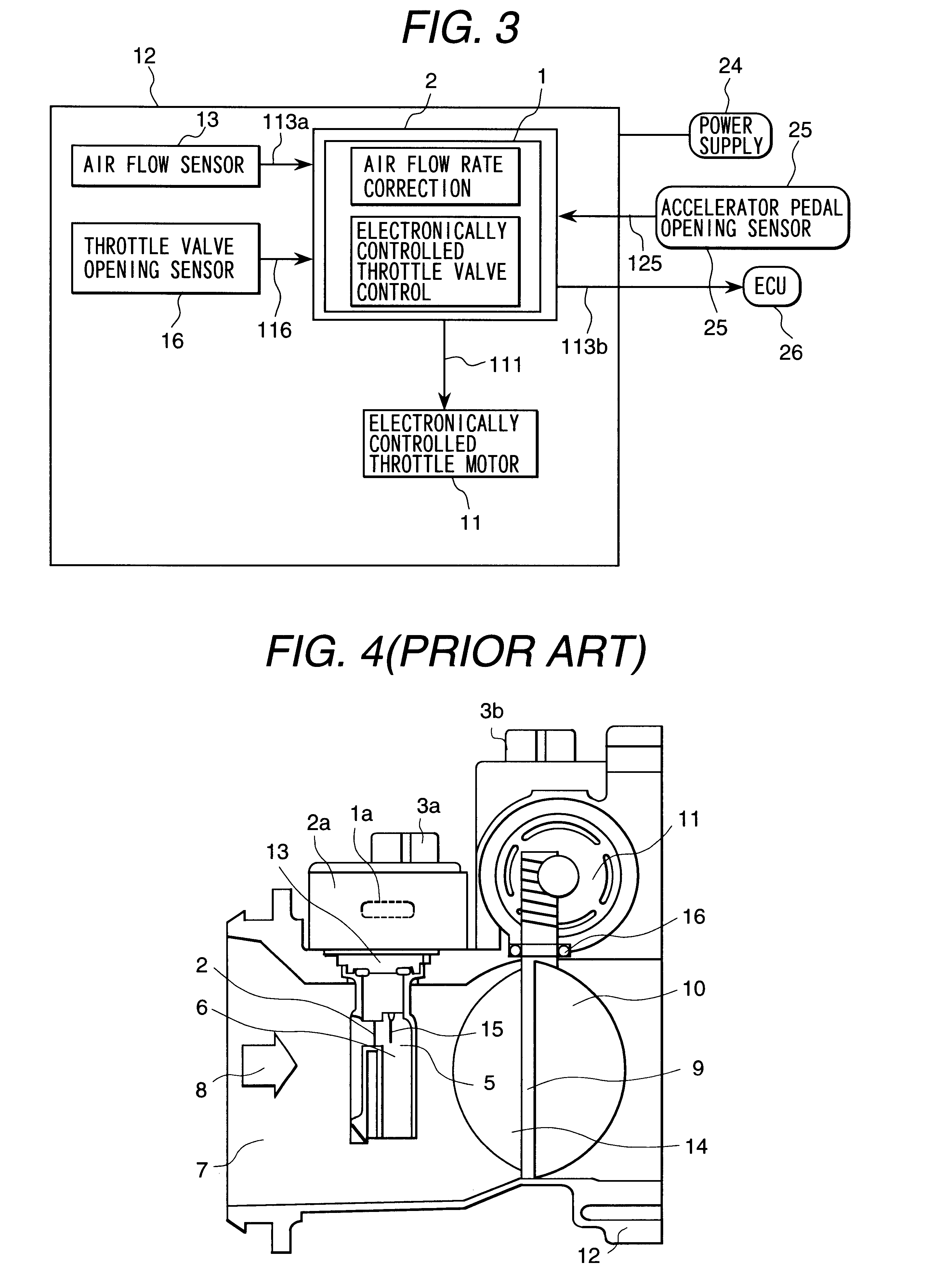 Air flow measuring device formed integrally with electronically controlled throttle body