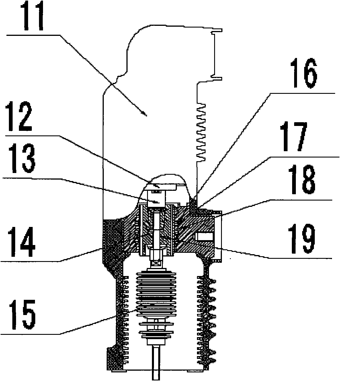 Fixedly-sealed polar column with anomalous soft connection