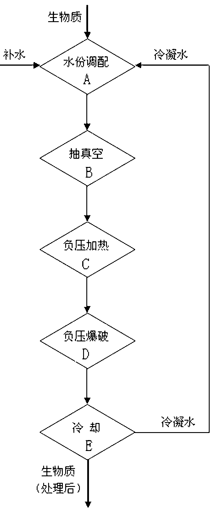 Biomass negative-pressure degradation pretreatment process