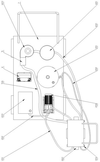 Rust removal and paint spraying device for bridge guardrail