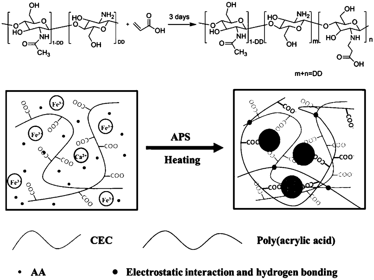 High-toughness self-repairing physical hydrogel based on dual ion coordination and preparation method thereof