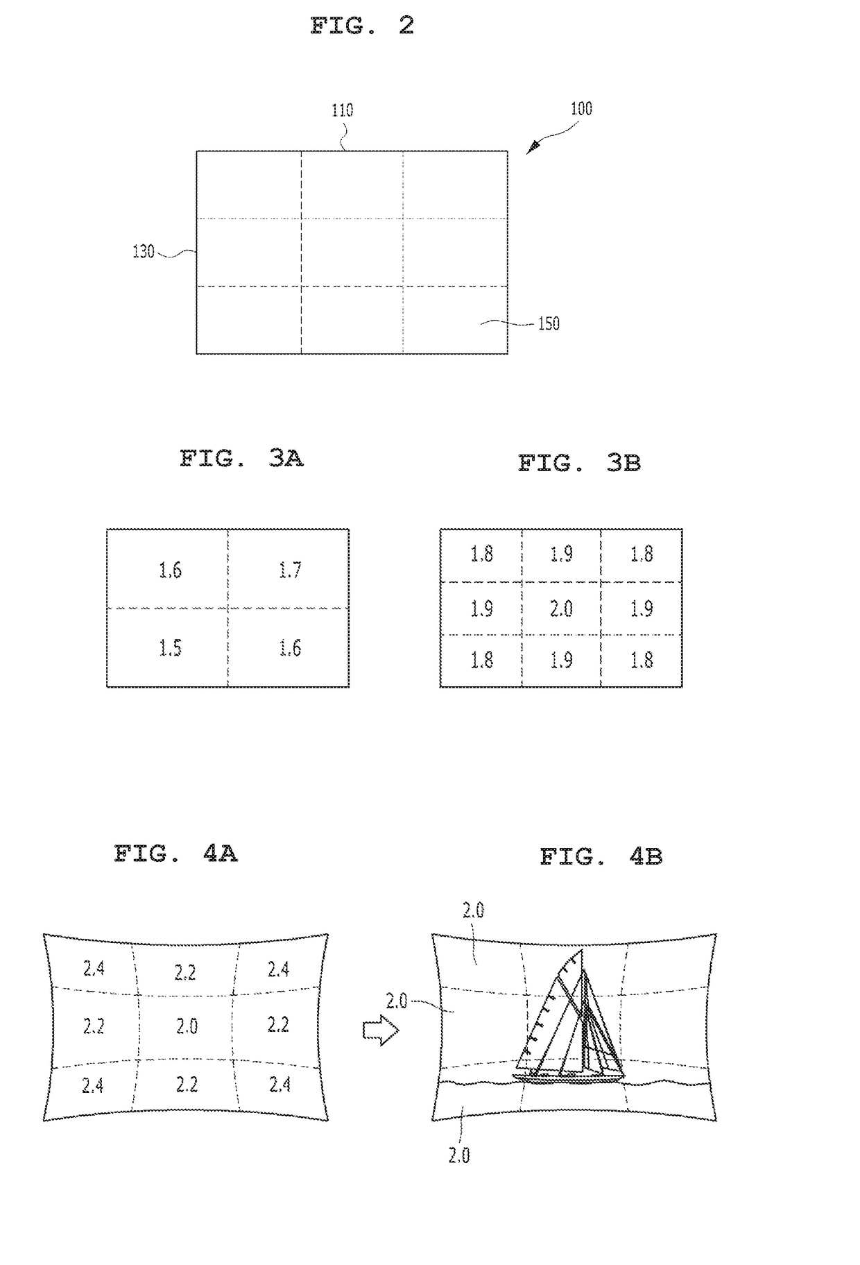 Screen having two or more screen regions with differing screen reflectance values