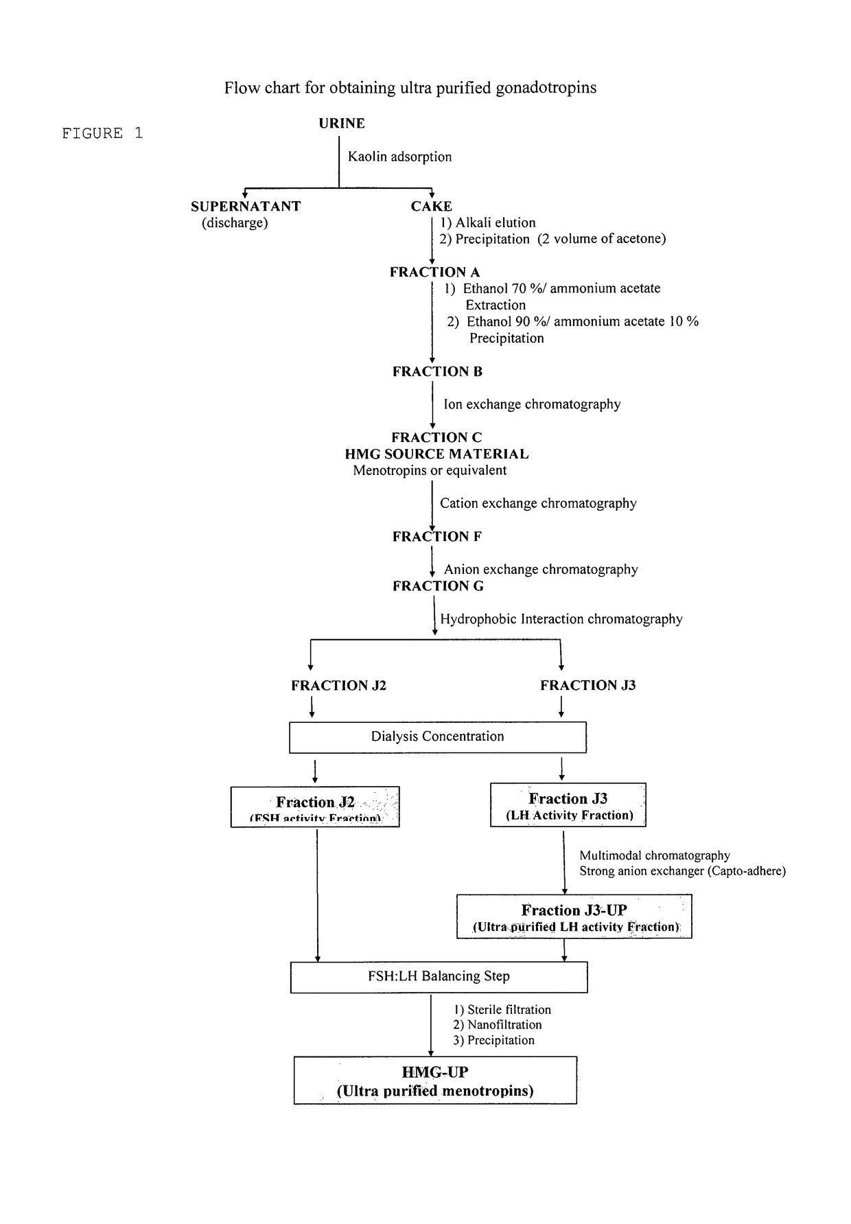 Process for obtaining HMG-UP (human menopausal gonadotropin with ultra-purity grade) and a composition free of contaminants