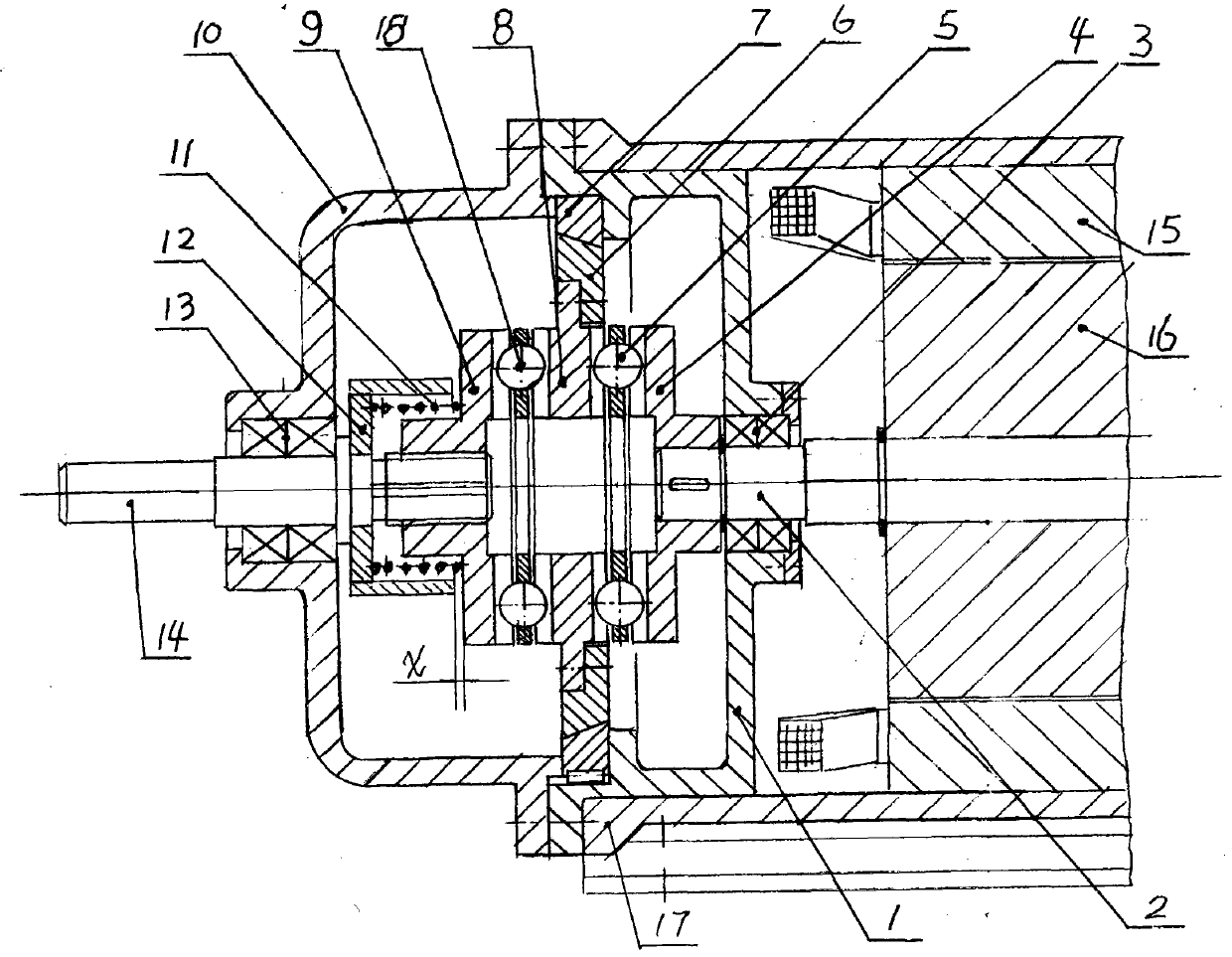 Non-magnetic braking-force charged motor