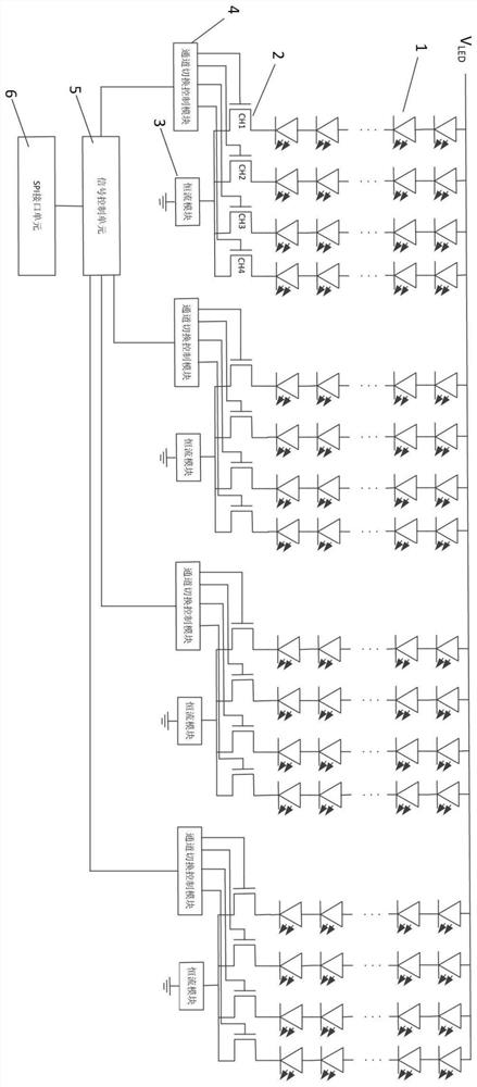 LED backlight driving circuit and driving method based on low potential end switch control