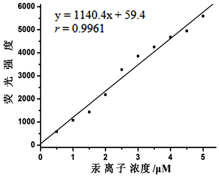 Mercury ion fluorescent probe based on rhodamine b and its preparation method and application