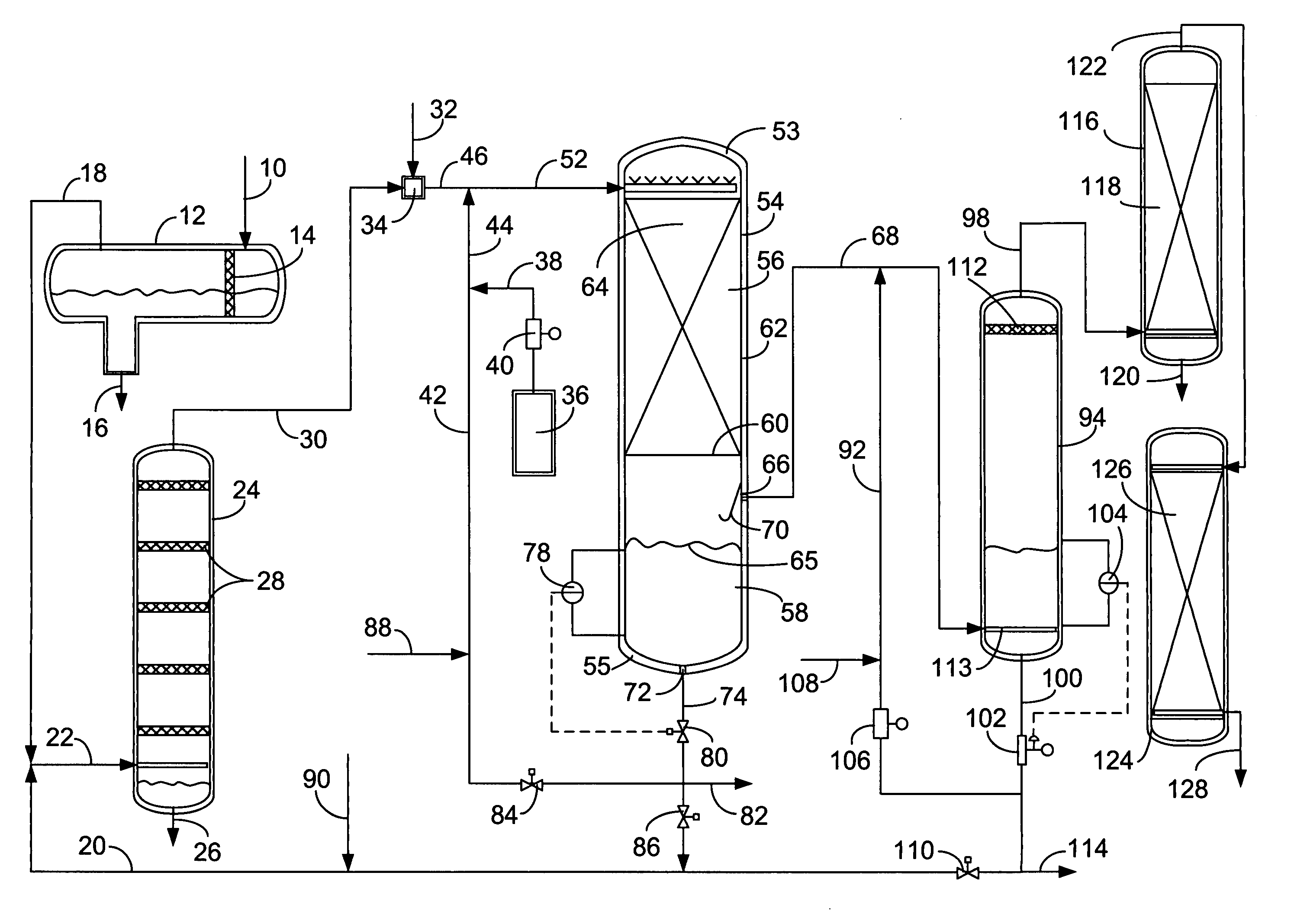 Reactor and process for mercaptan oxidation and separation in the same vessel