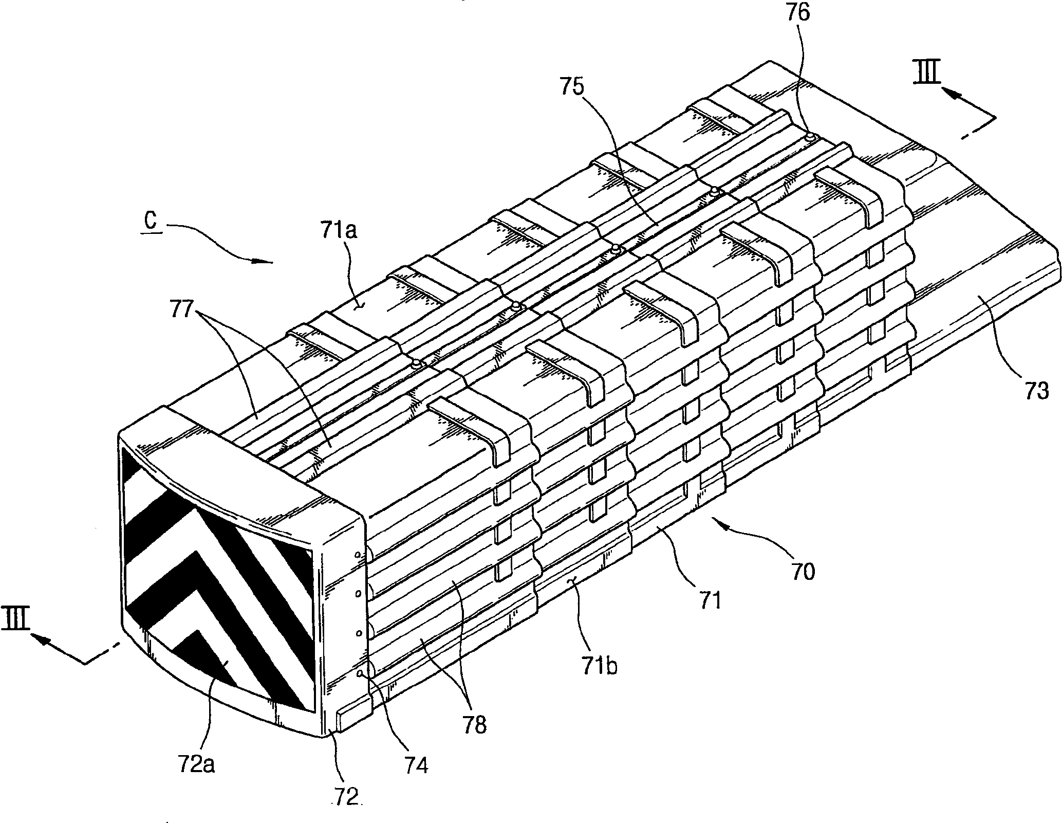 Vehicular impact absorbing apparatus having cushion pins