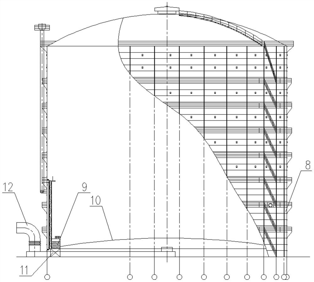 Hydraulic gas buffer device and gas tank with same