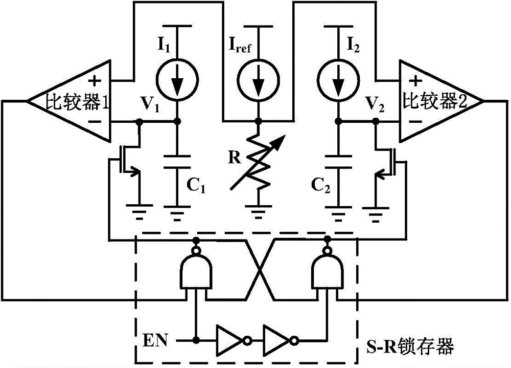 Relaxation oscillator with average voltage feedback