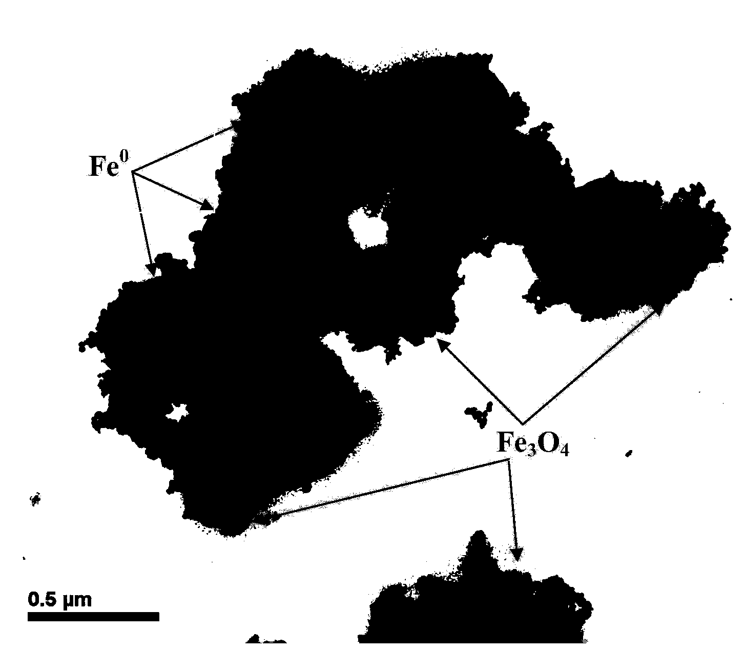 Preparation method and preprocessing method of biomaterial-embedded zero-valent-iron-ferroferric-oxide double-nanometer system