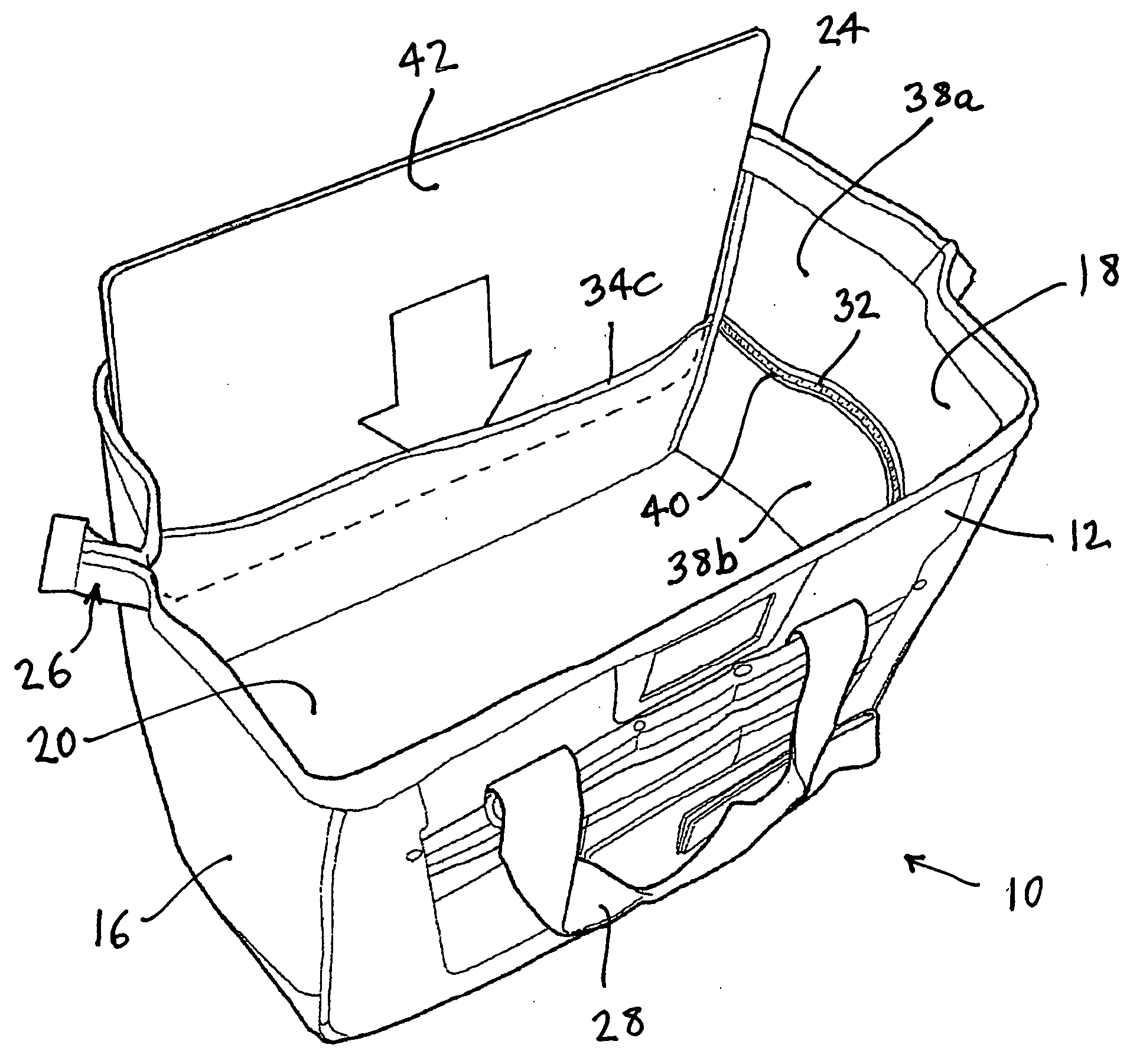 Soft storage bags with rigidifying wall panels