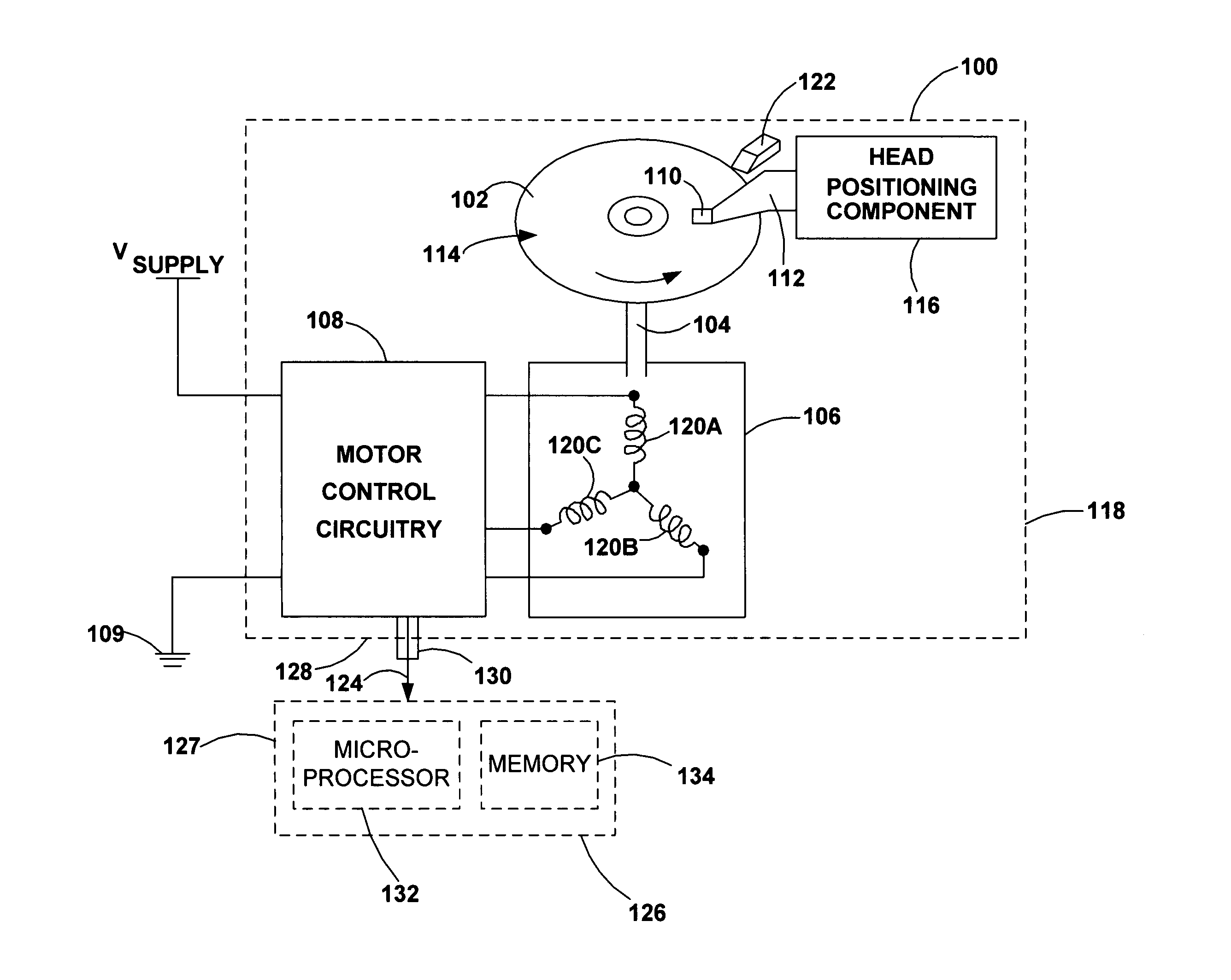 Energy conserving disc drive