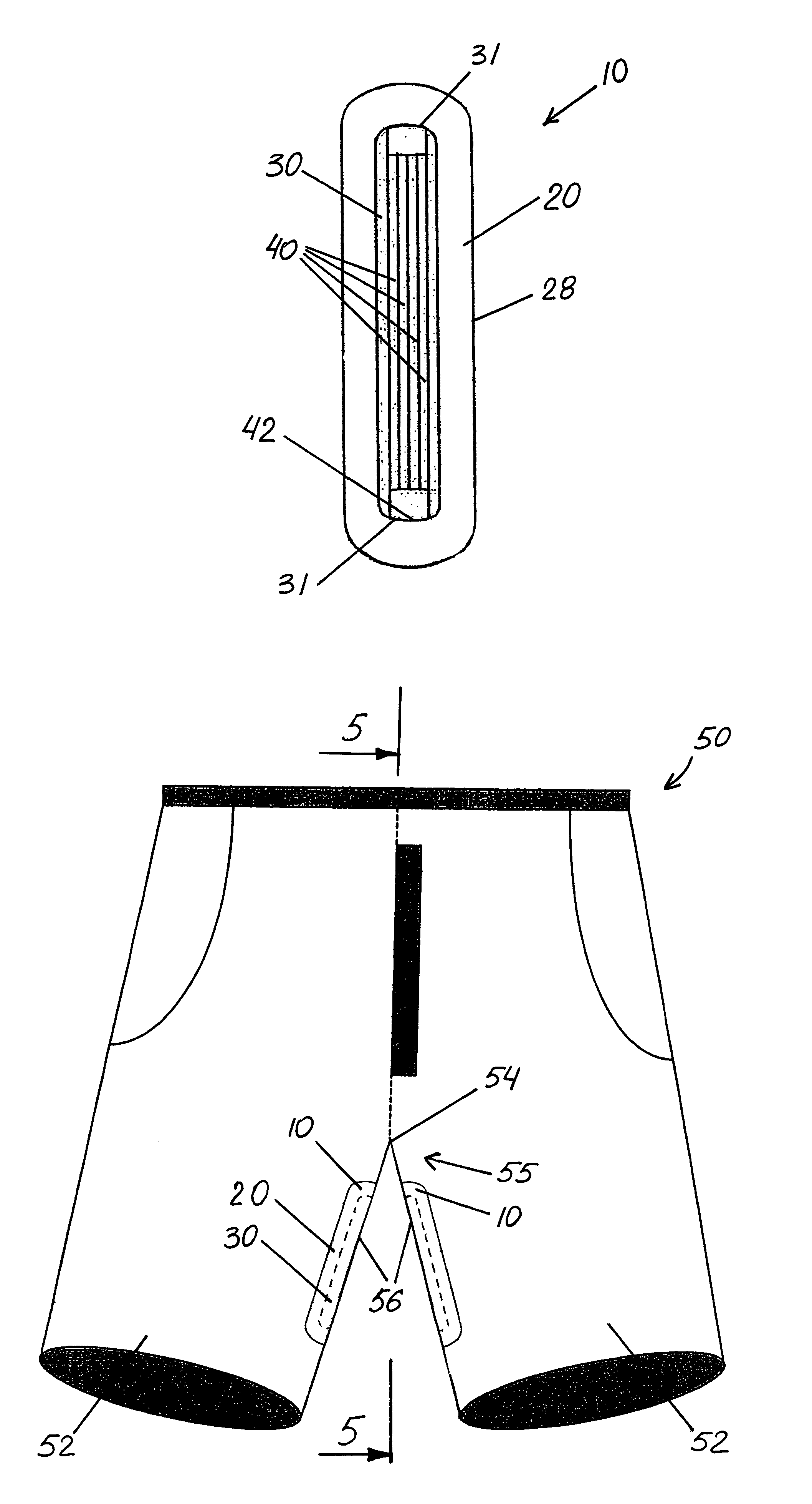 Assembled anti-creep waist-clothing stay device and method of reinforcing crotch-adjacent inner-seam areas