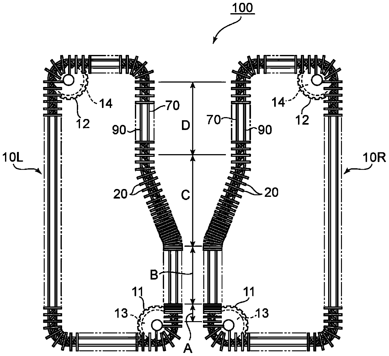 Film stretching device and manufacturing method for stretch film