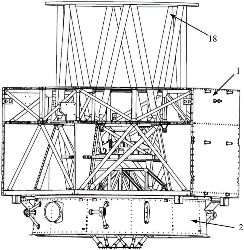 Large truss type vibration isolation platform structure facing various effective loads