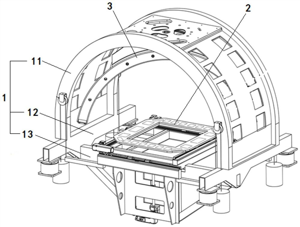 An arch bridge type motion platform for X-ray detection device