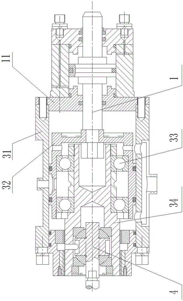 Rotating part axial force loading system comprising rotor and stator difference axis fault-tolerant ability