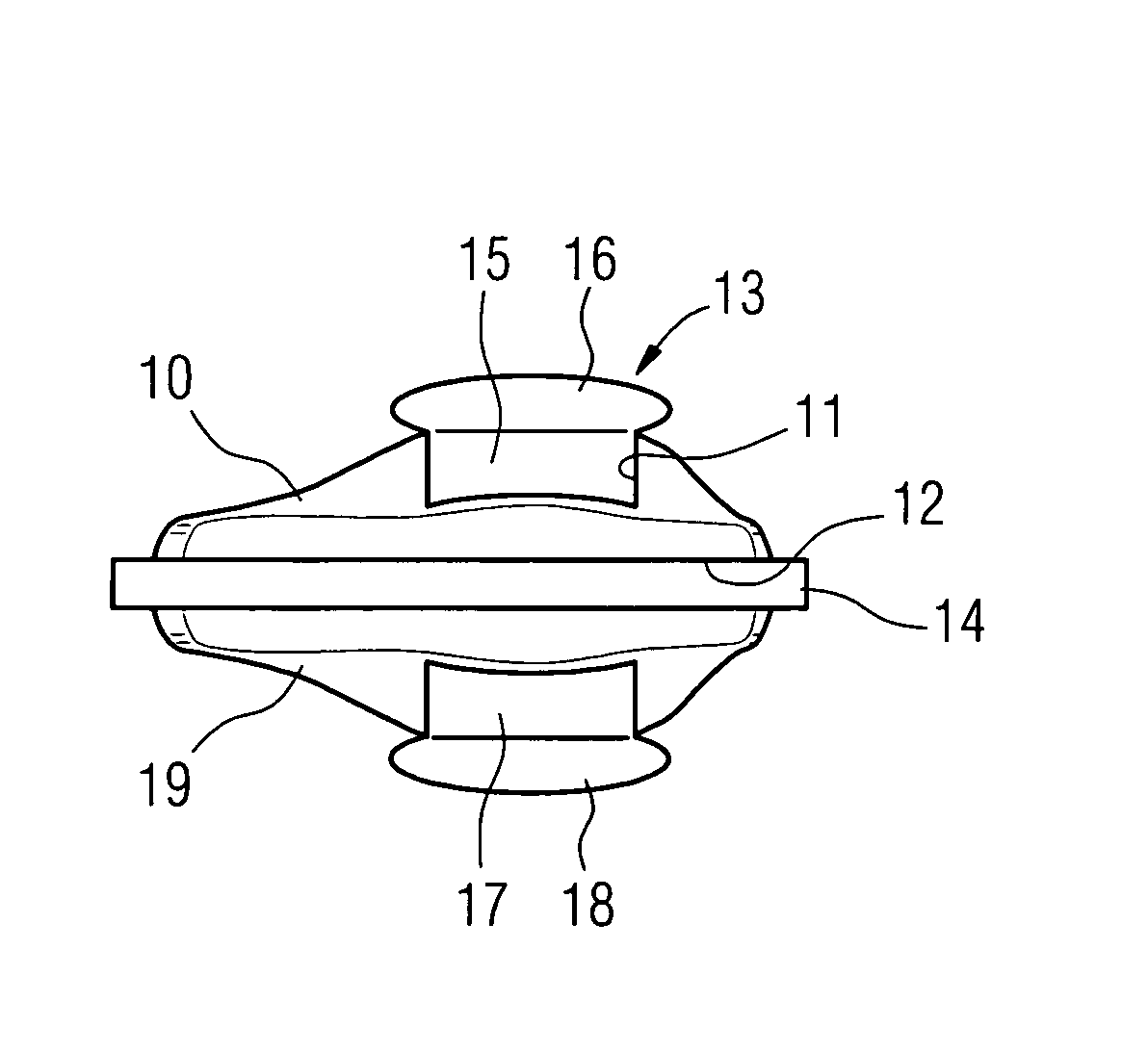 Closure element for housing openings during a tumbling process