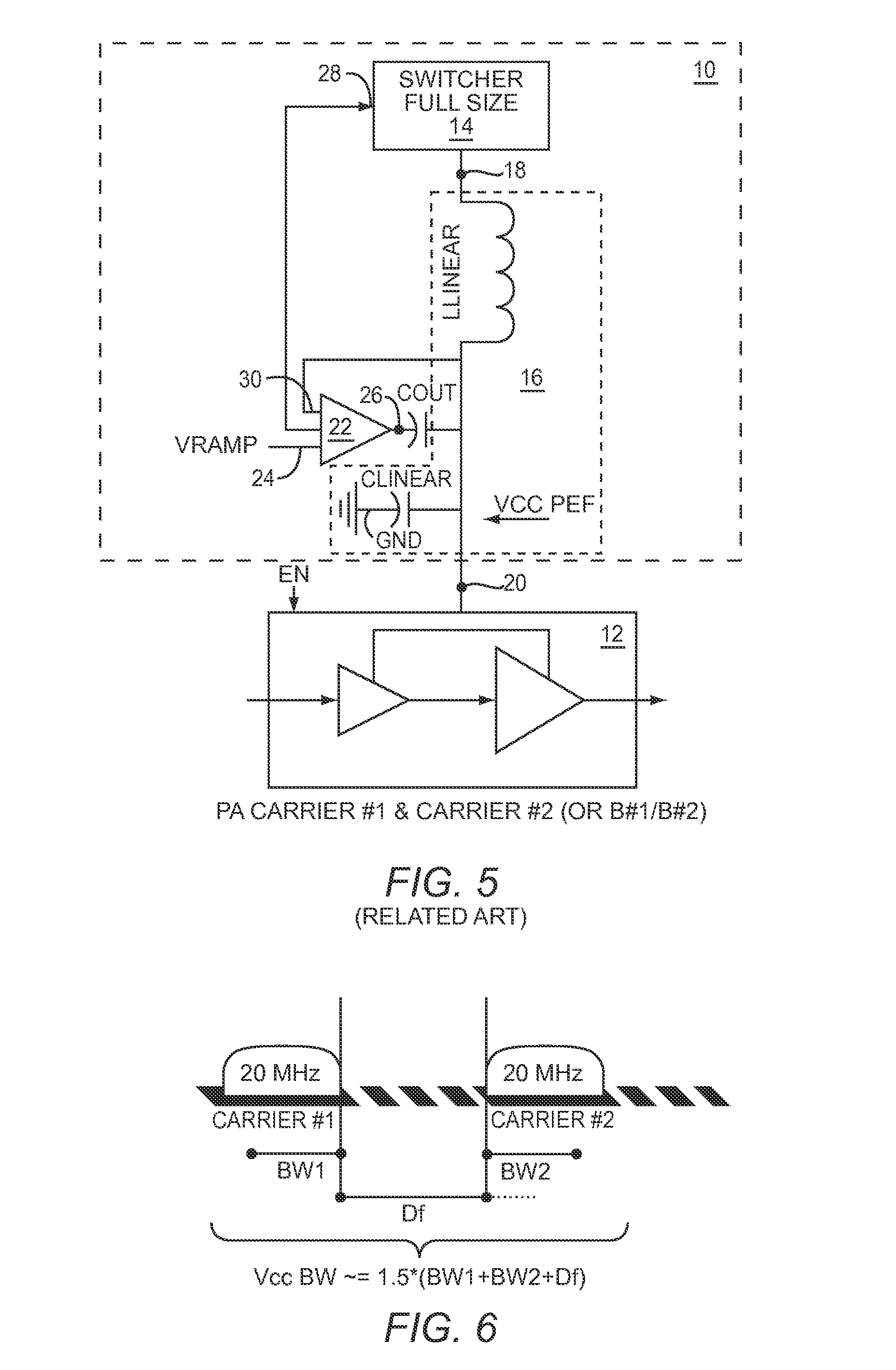 Power management system for multi-carriers transmitter