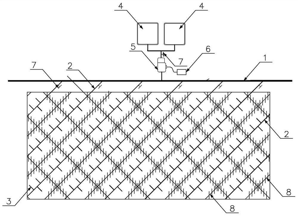 Desertification region railway sandstorm plane micro-seepage drip irrigation system and construction method thereof