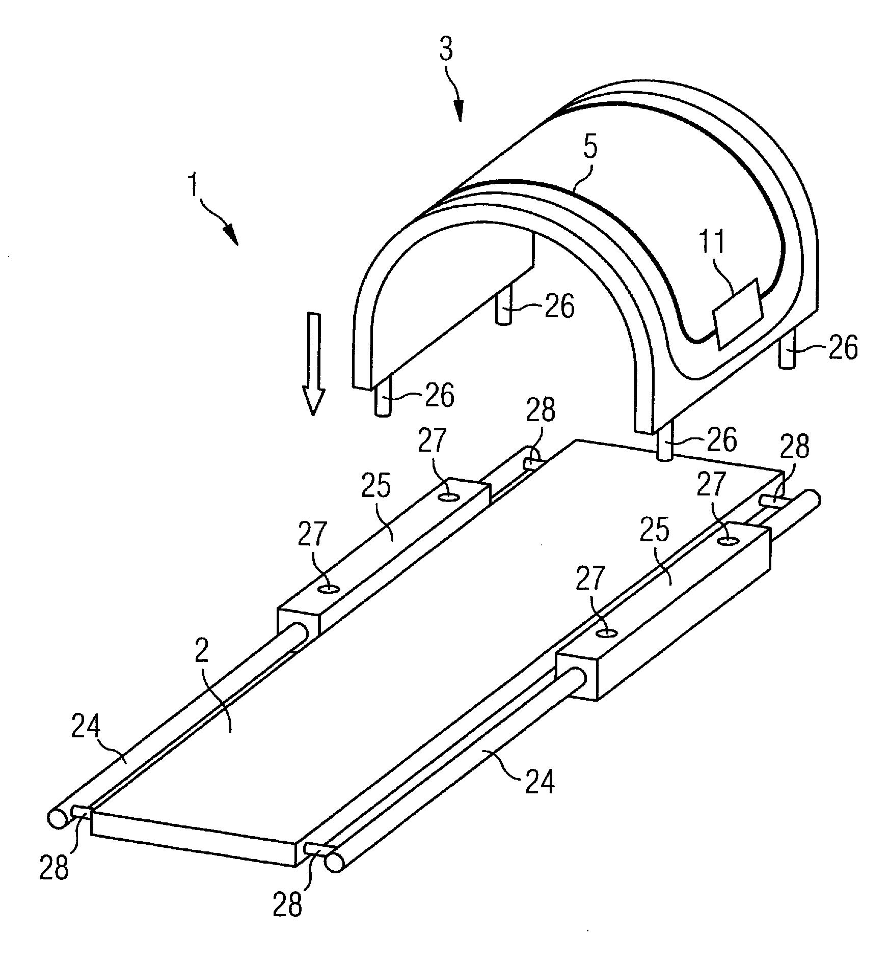 Magnetic resonance examination platform with independently moveable bed and antenna device