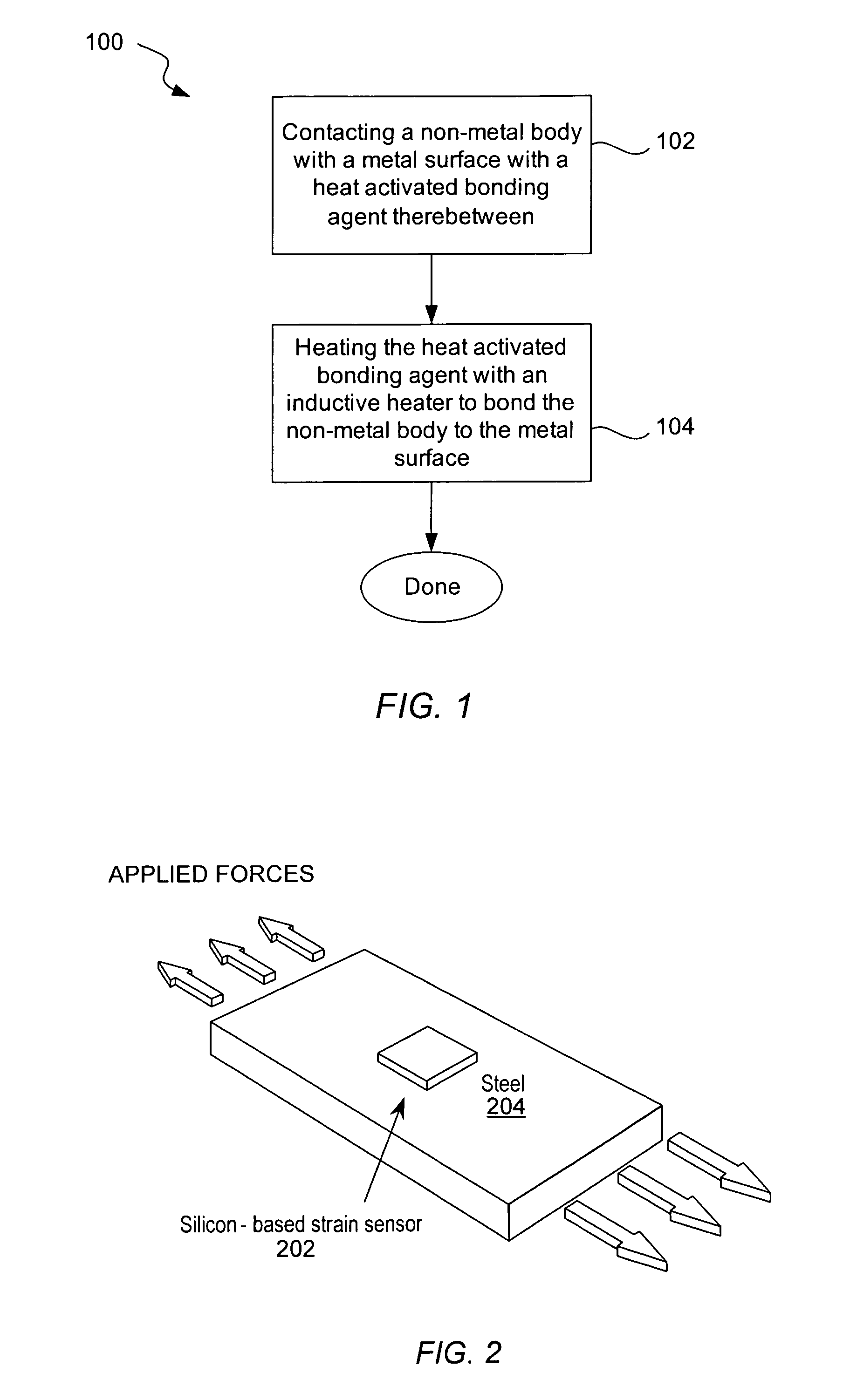 Bonding a non-metal body to a metal surface using inductive heating