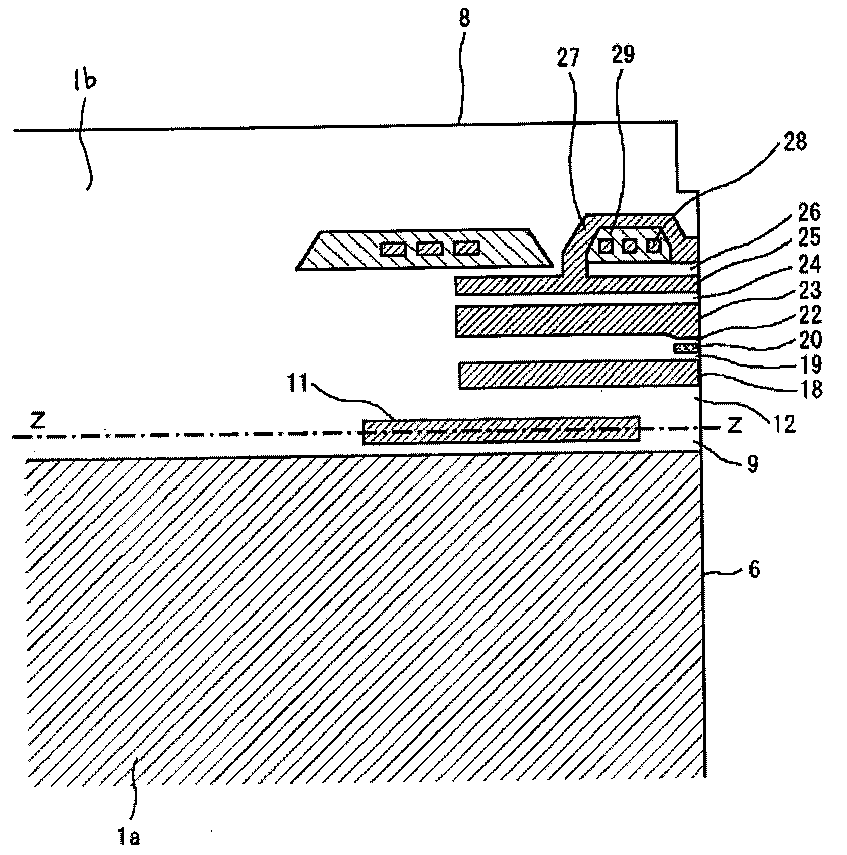 Thin film magnetic head with thermal flying height control pads located at both ends of all pads series on slider side plane