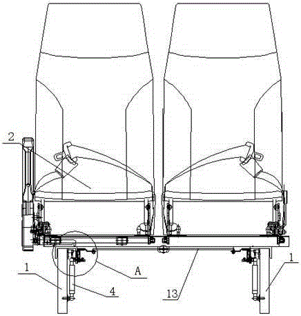 Overturning locking mechanism for integrally-turnable passenger seat of large-sized and medium-sized buses