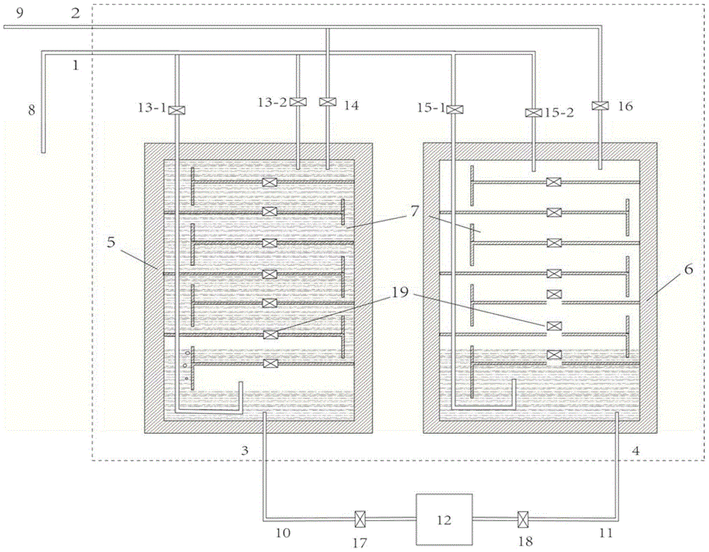 Internal temperature control liquid piston device capable of isothermally compressing and releasing air on basis of air storage units