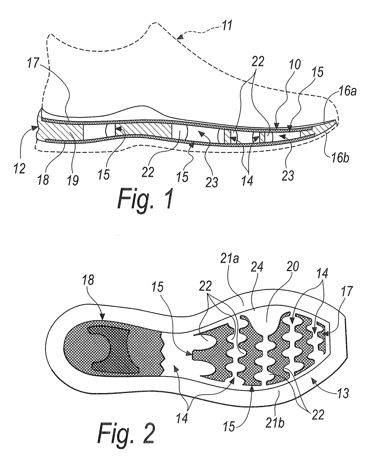 Midsole structure, particularly for shoes, including shoes with a vapor-permeable sole, designed for use in sports activities