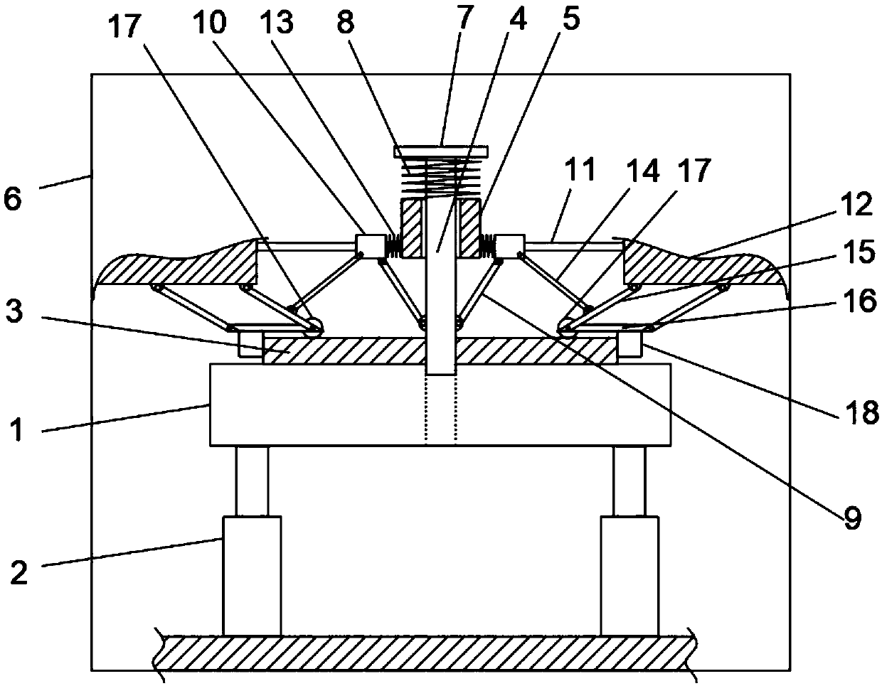 Self-pressing type hole punching device and punching method