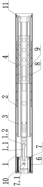 Drawer type door slide way with self-locking function