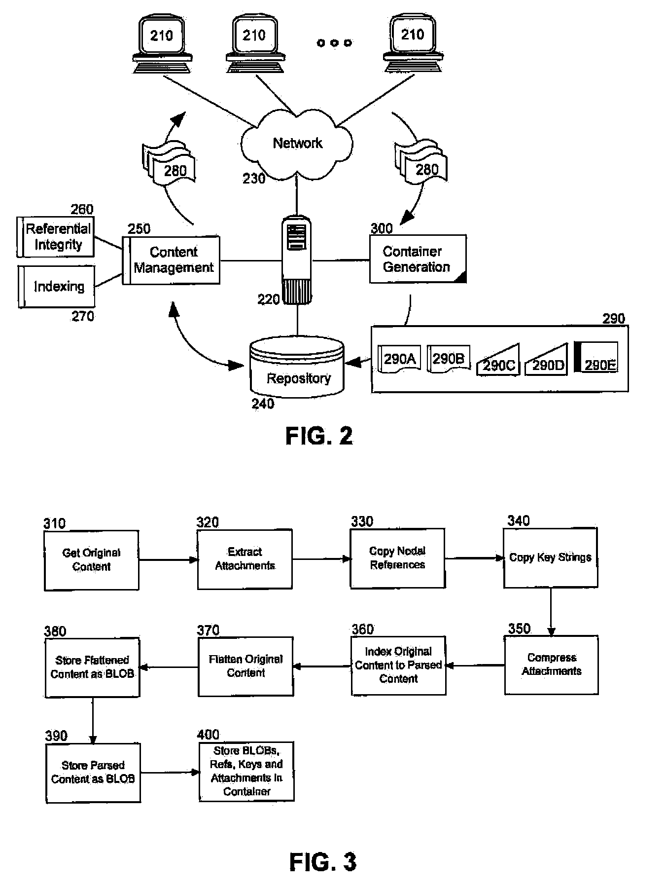 Managing structured content stored as a binary large object (BLOB)