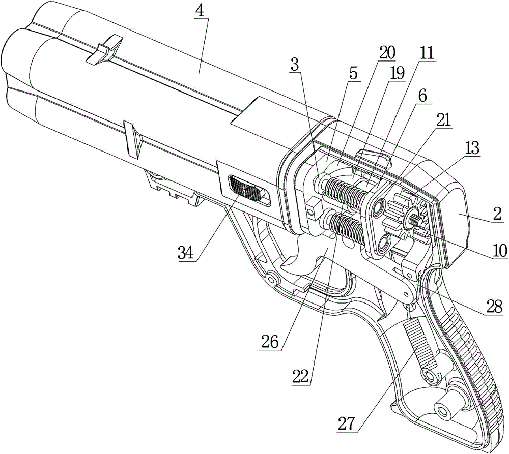 A four-tube tear gas gun