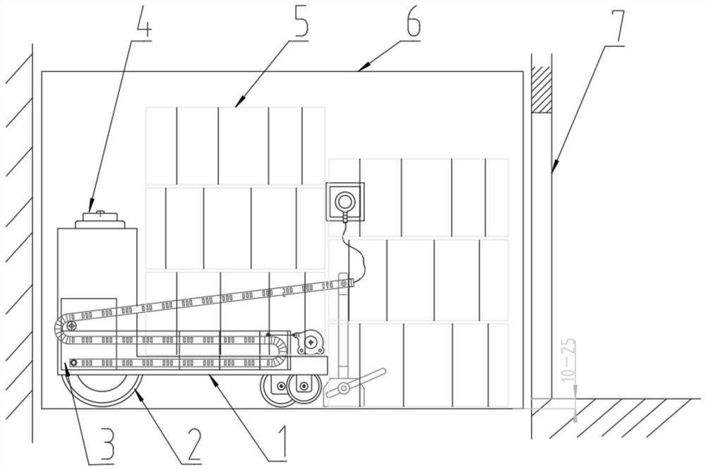 Connection vehicle for conveying tobacco leaf box in-out space limited elevator and operation method of connection vehicle