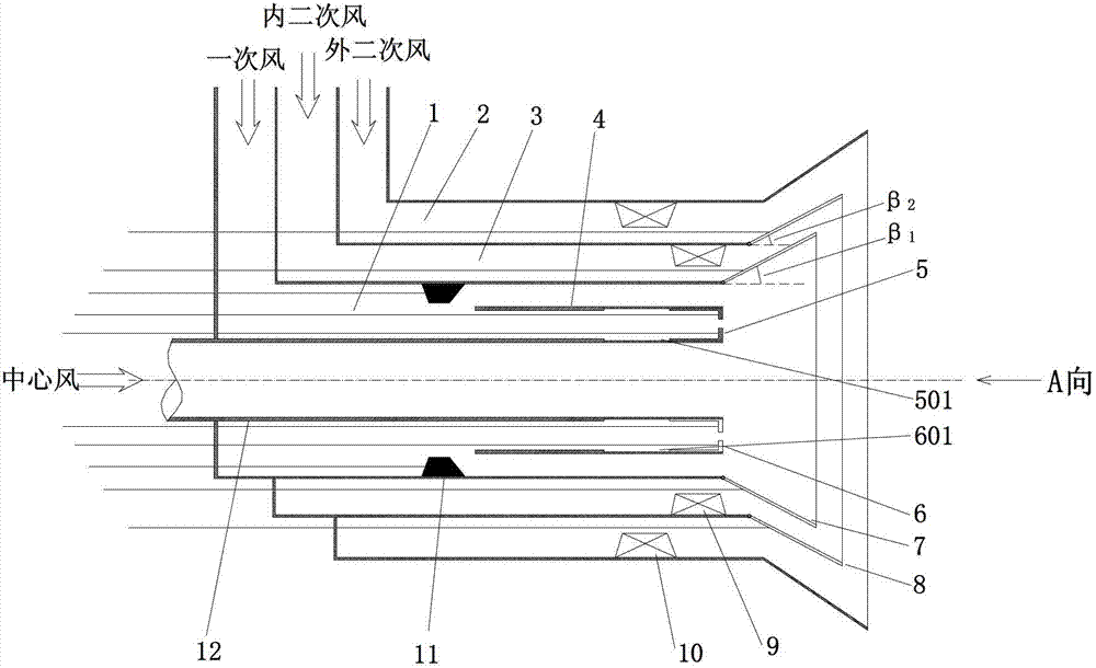 Cyclone combustor with adjustable flame shape and mixing strength