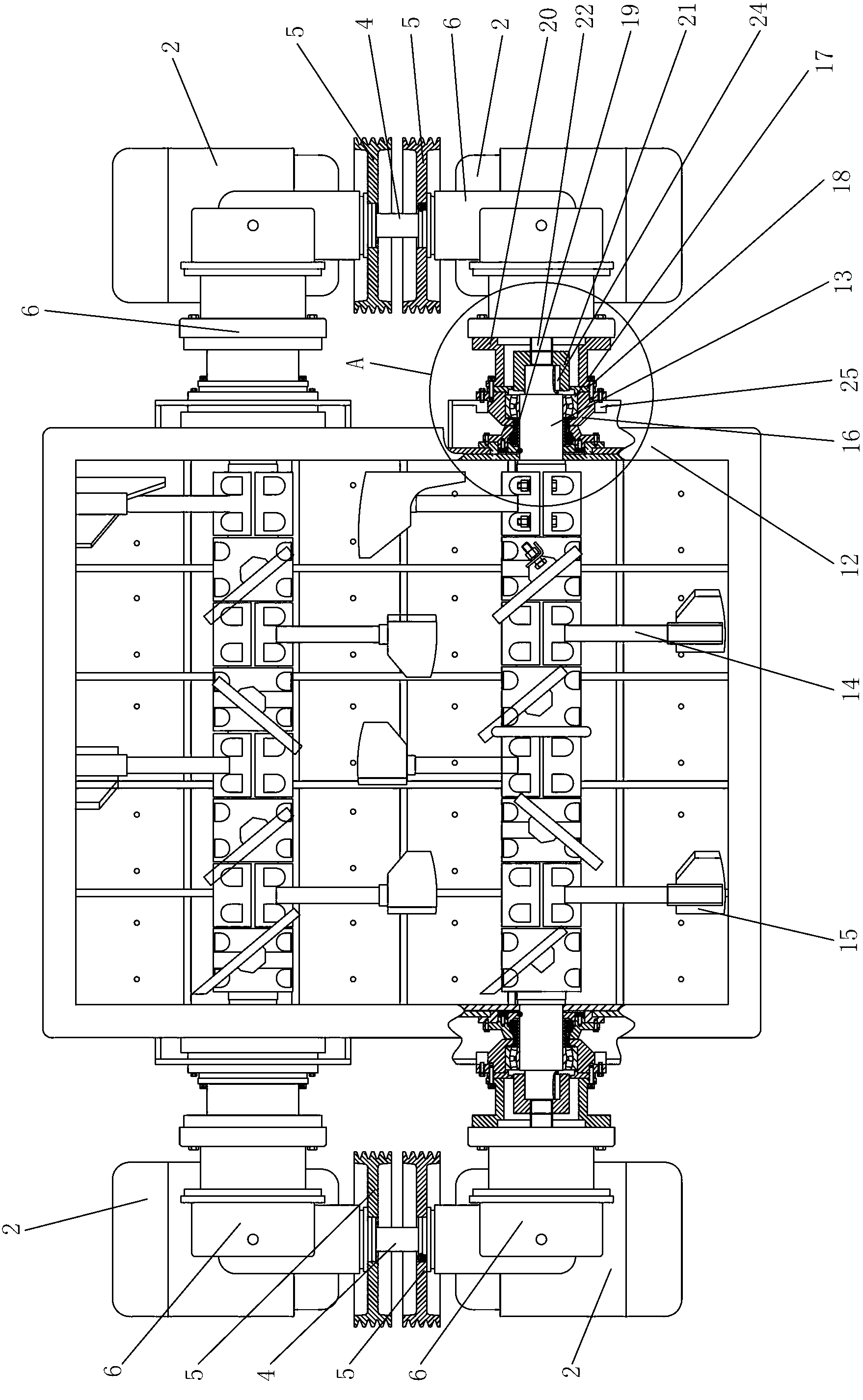 Double-end double-drive double-horizontal-shaft mixer