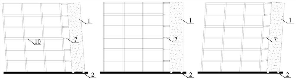 Swinging wall and swinging wall-frame structure