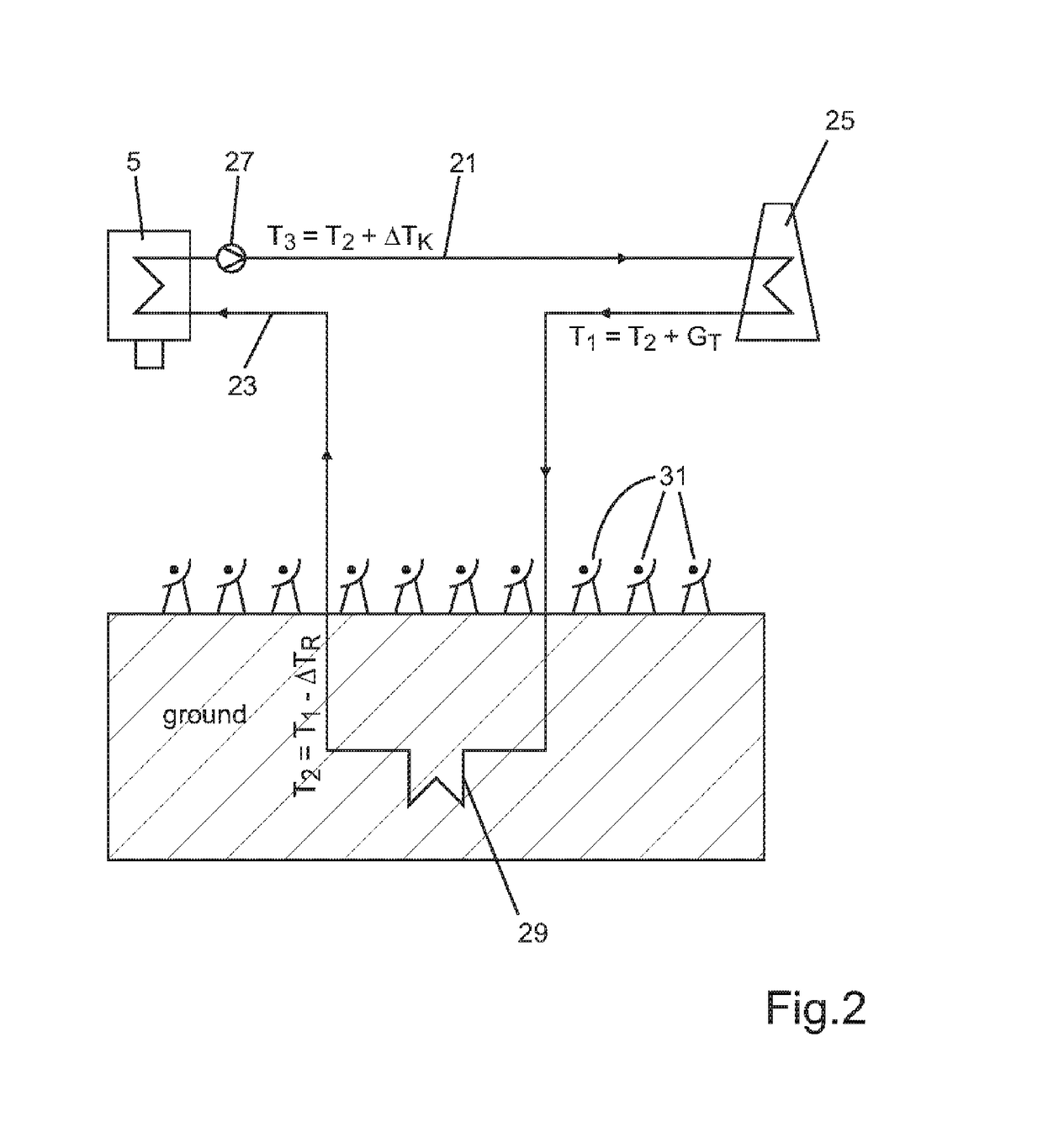 Steam power plant with a ground heat exchanger