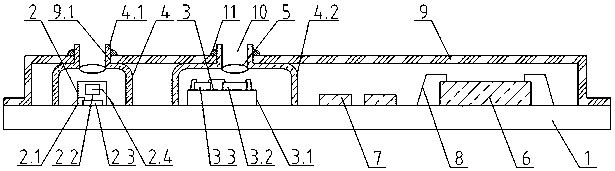 SIP packaging structure with integrated photoelectric transceiver function and manufacturing method thereof