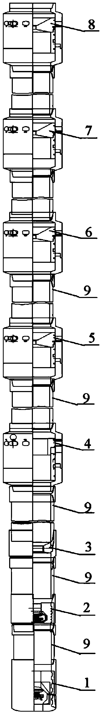 Cementation and fracture technique string and cementation and fracture technique process