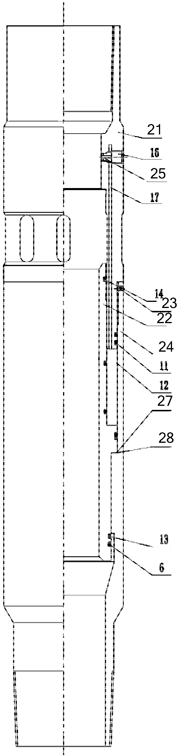 Cementation and fracture technique string and cementation and fracture technique process