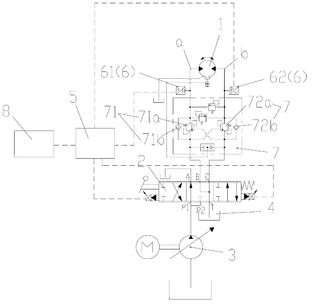 Hydraulic system for controlling rotation of boom, control method thereof and concrete pumping equipment