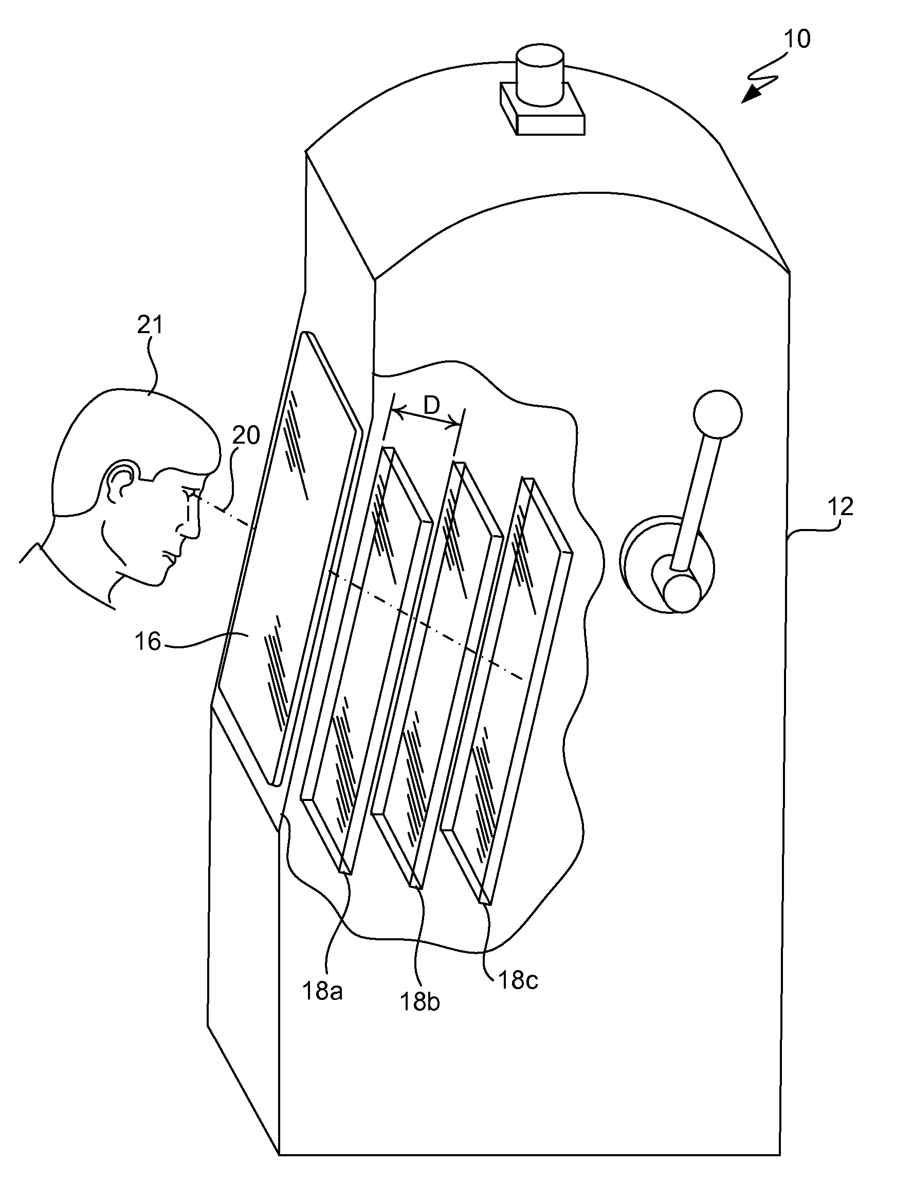 Gaming machine with layered displays