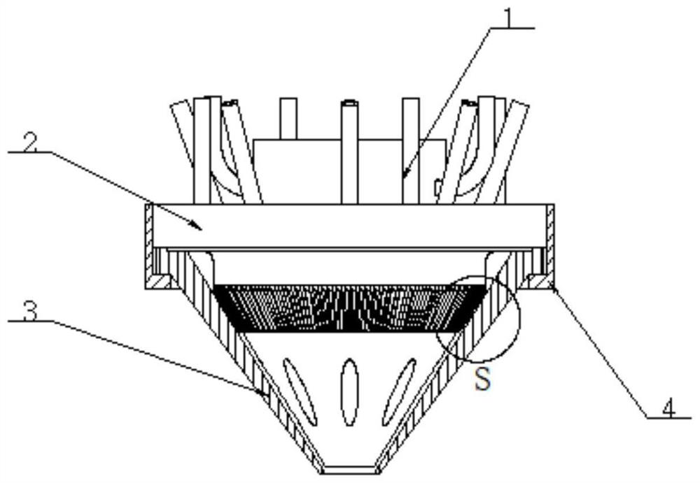 Multi-axis laser cladding anti-gravity deflection ring cone focusing powder feeding nozzle