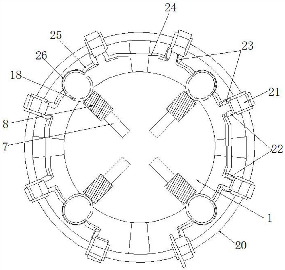 Simulated four-jaw chuck type garden sapling transplanting supporting device