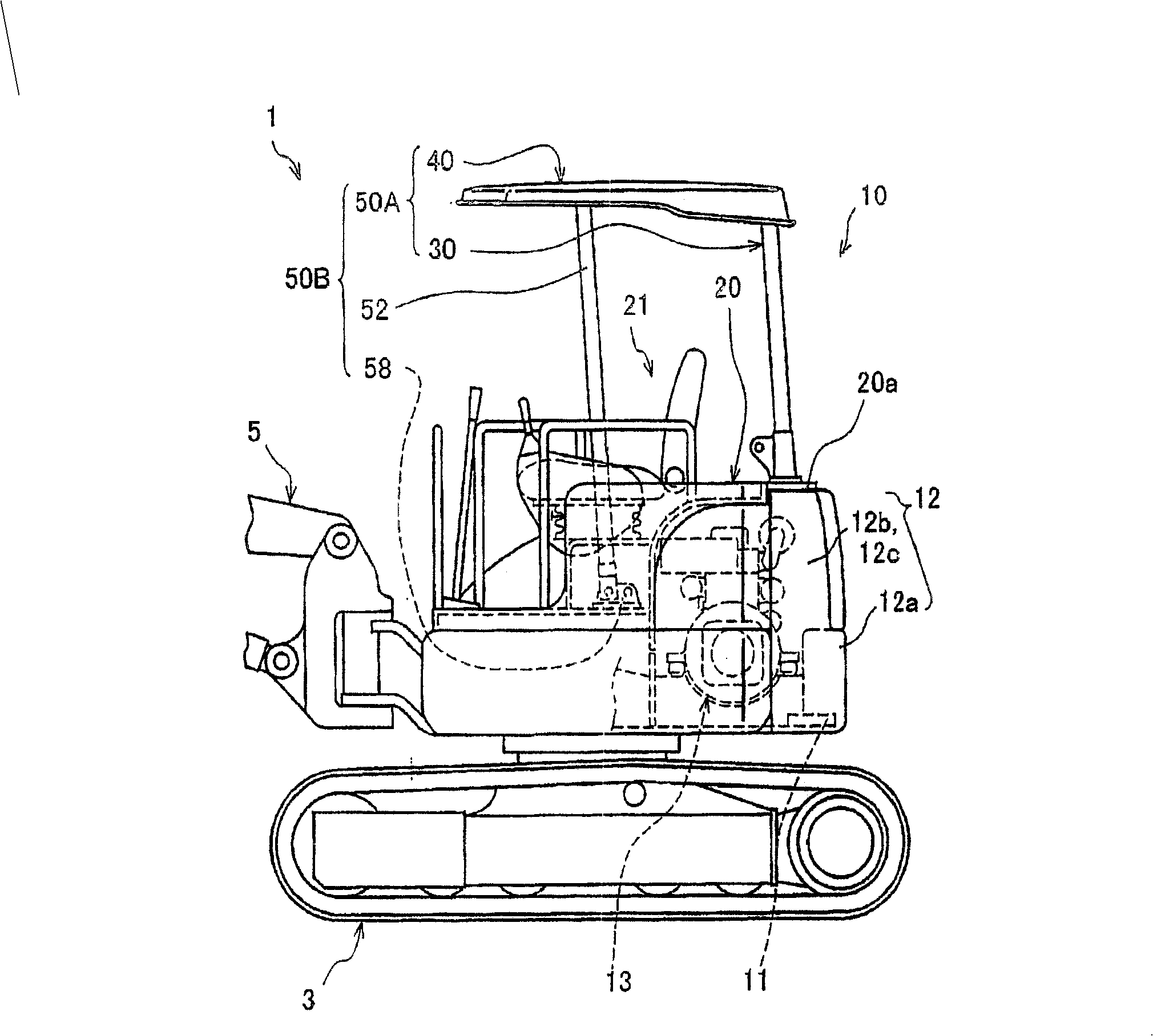 ROPS canopy of hydraulic shovel