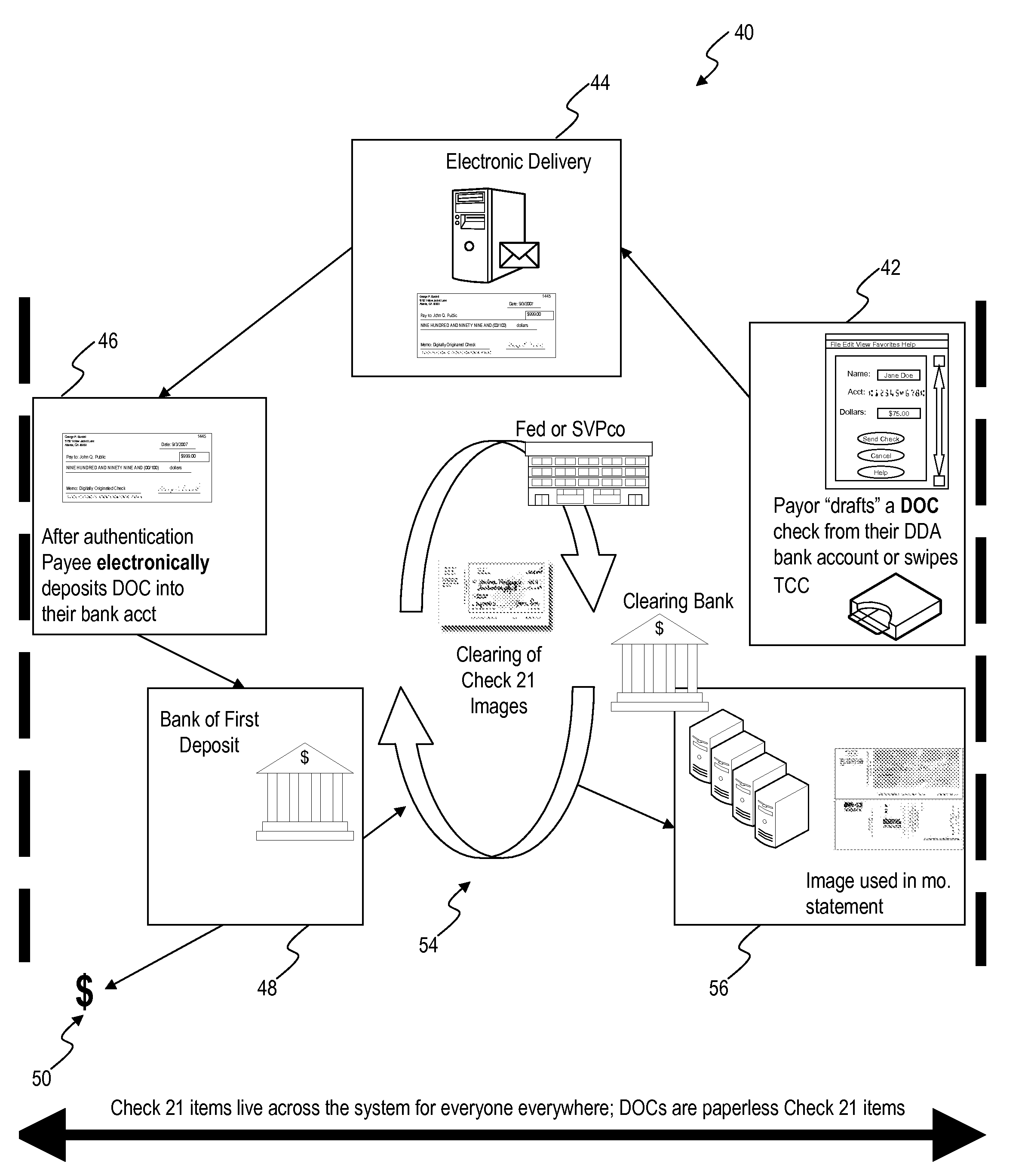 Electronic payment systems and methods utilizing digitally originated checks